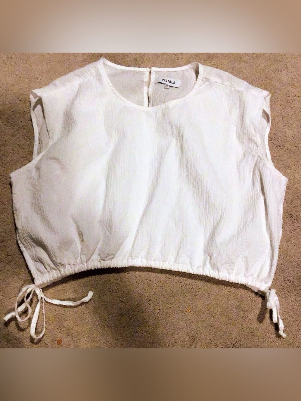 Pistola Rylan Textured Sleeveless Cropped White Blouse